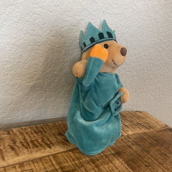 NEW YORK CITY TEDDY BEAR Statue of Liberty 8" Plush 1999 USA VINTAGE - Picture 5 of 9